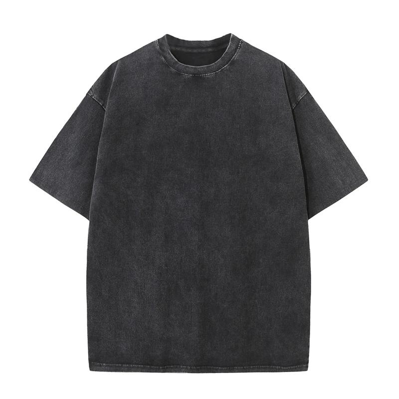 T-shirt d'été pour hommes 230G coton lourd Vintage lavé T-Shirts surdimensionné à manches courtes en