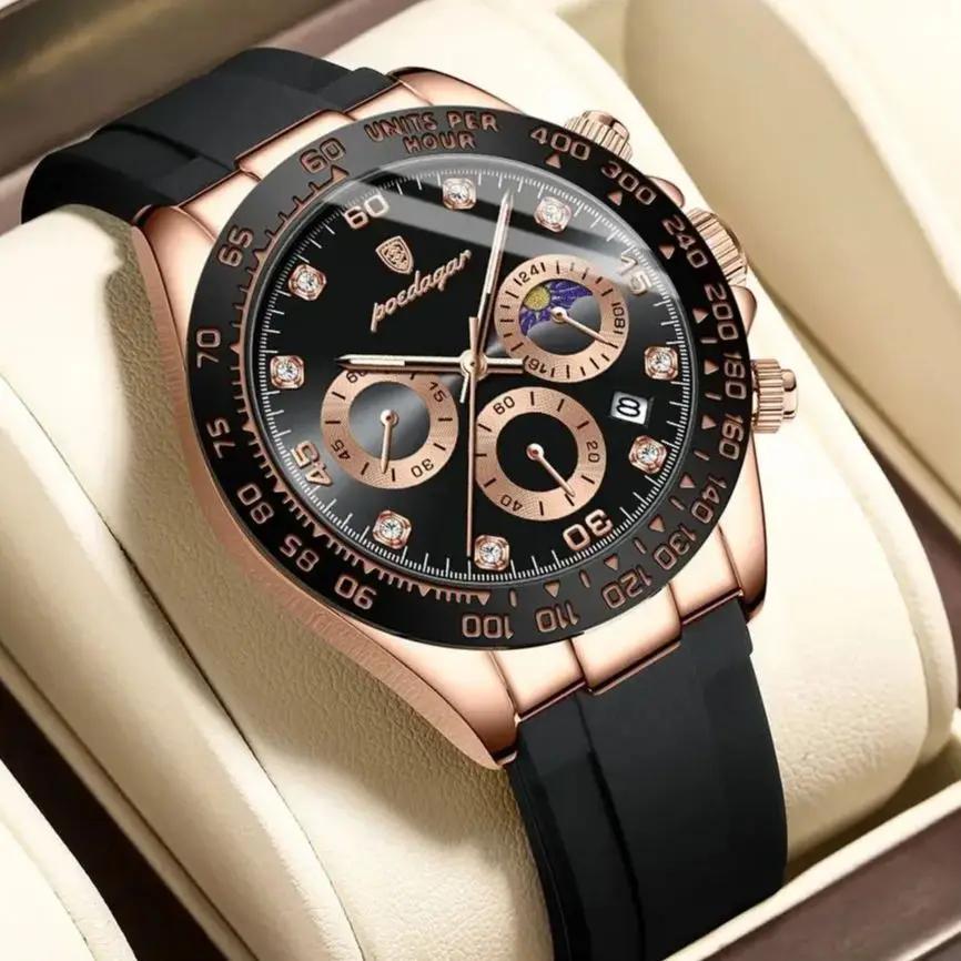 POEDAGAR mode luxe hommes montre-bracelet chronographe Date haute qualité Quartz homme montre étanch