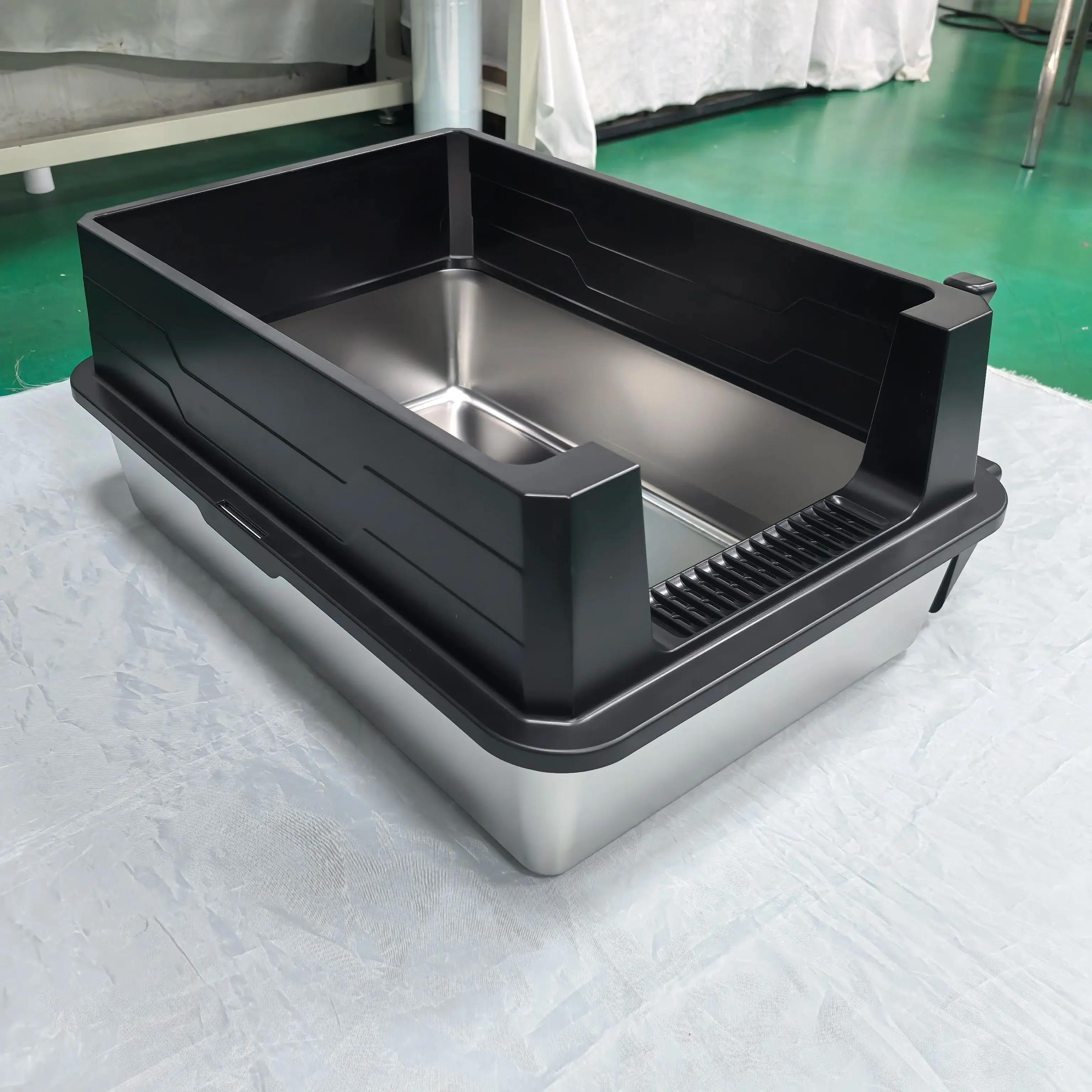 Bac à litière en acier inoxydable XXXL, bac à litière extra large en métal de 28 "de x 20" de largeu