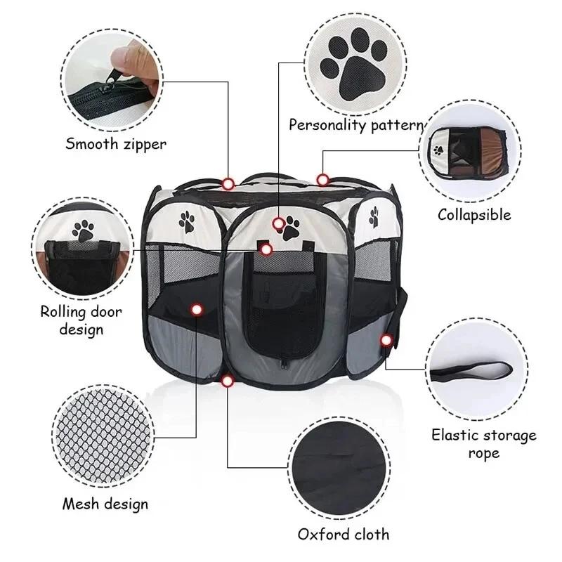 Tente pliable pour animaux de compagnie, poignée Durable, maison pour chat, tissu Oxford, clôture oc