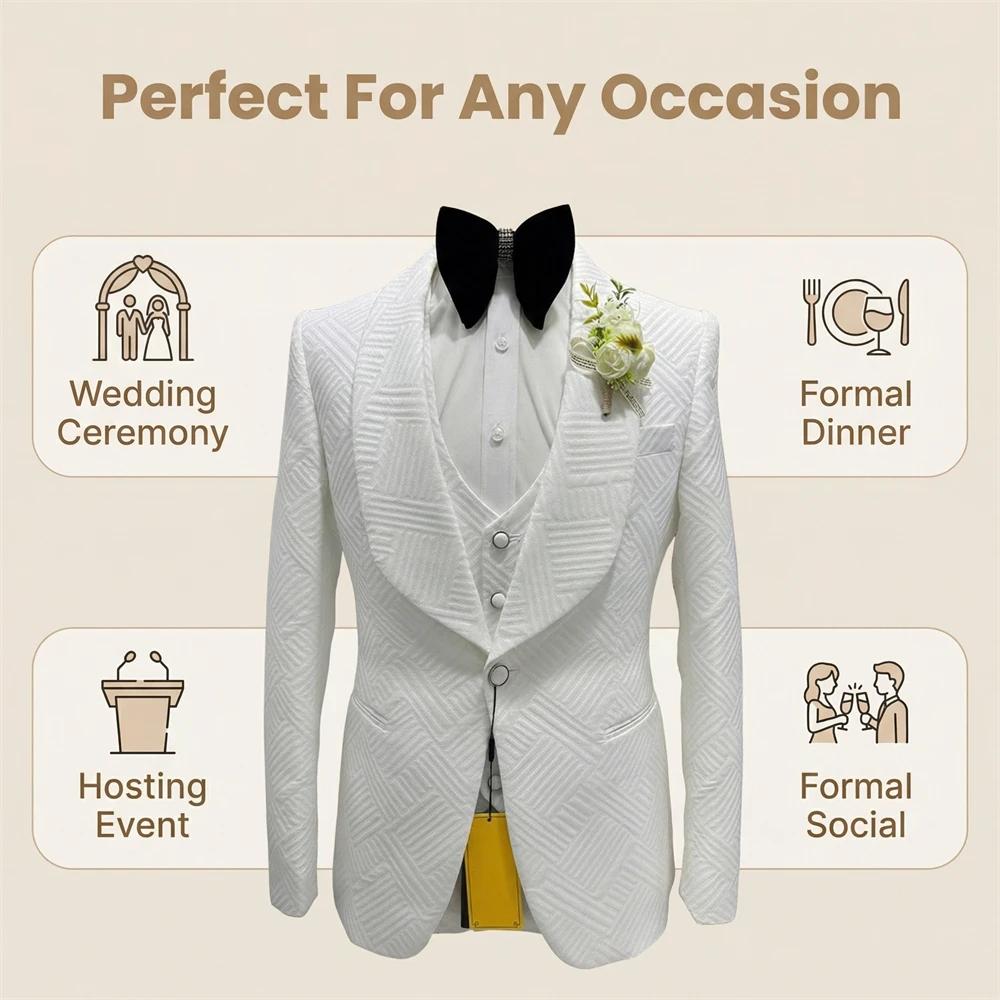 Costume de cérémonie pour homme, 3 pièces, coupe ajustée, pour mariage, veste, gilet et pantalon, un