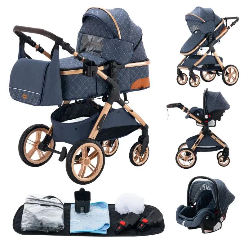 Système de poussette 3 en 1 pour bébé, poussette légère pour nouveau-nés, tout-terrain, compacte, pl