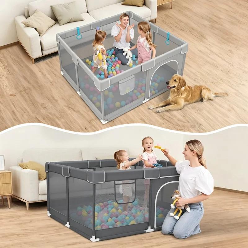 IMBABY Parc de jeu pour bébé avec panier de basket, aire de jeux pour tout-petits, centre d'activité