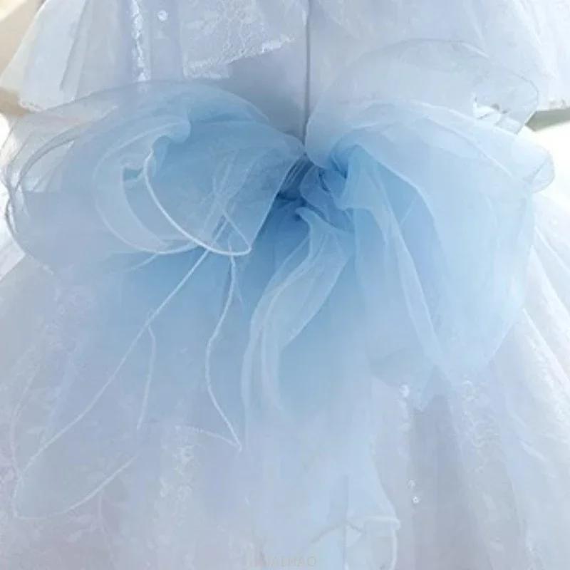 Robe de princesse rose pour filles, tenue de spectacle de Piano, à fleurs, pour mariage, pour enfant
