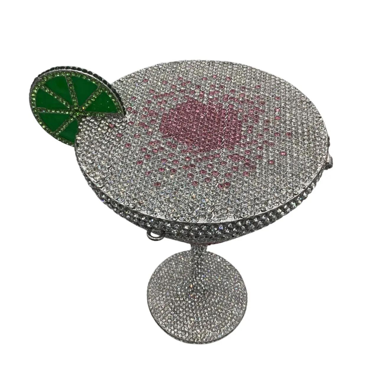 Haute qualité forme de gobelet luxe Martini Cocktail cristal clouté sac de dîner diamant pochette st