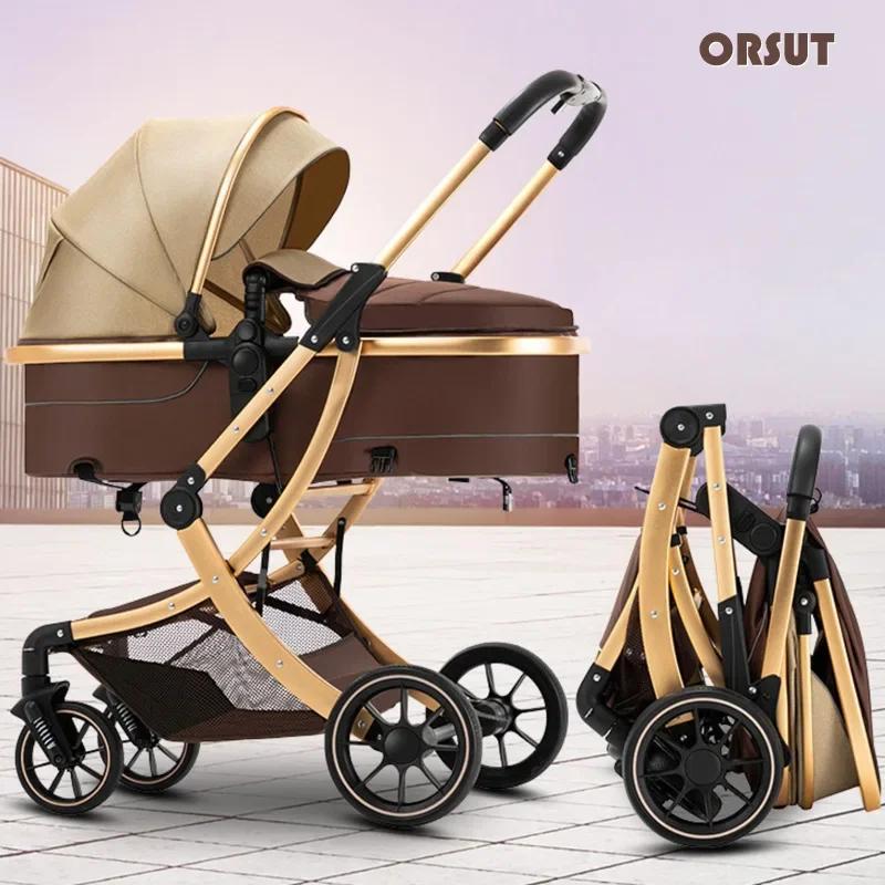 Poussette bébé légère à grande vue, peut s'asseoir ou s'allonger, légère et pliable, poussette pour
