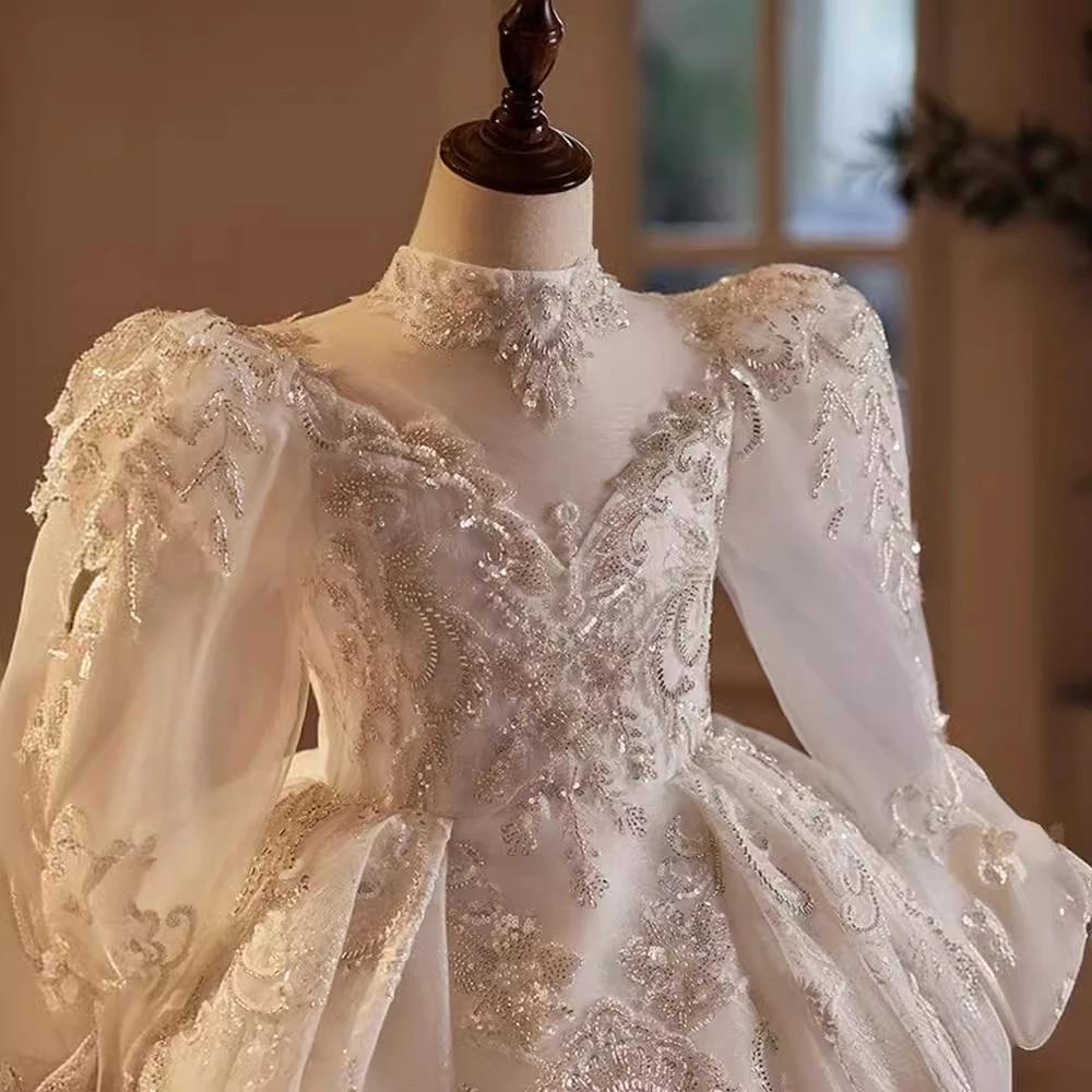 Robes de demoiselle d'honneur pour mariage, perles à paillettes exquises, manches longues, robe de R