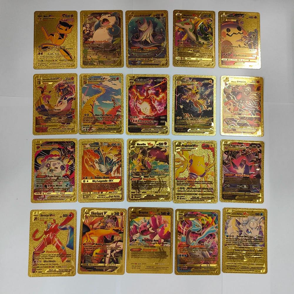 55 cartes Pokémon Vmax GX en feuille d'or, boîte flash, jeu interactif de fête, anglais, espagnol, j