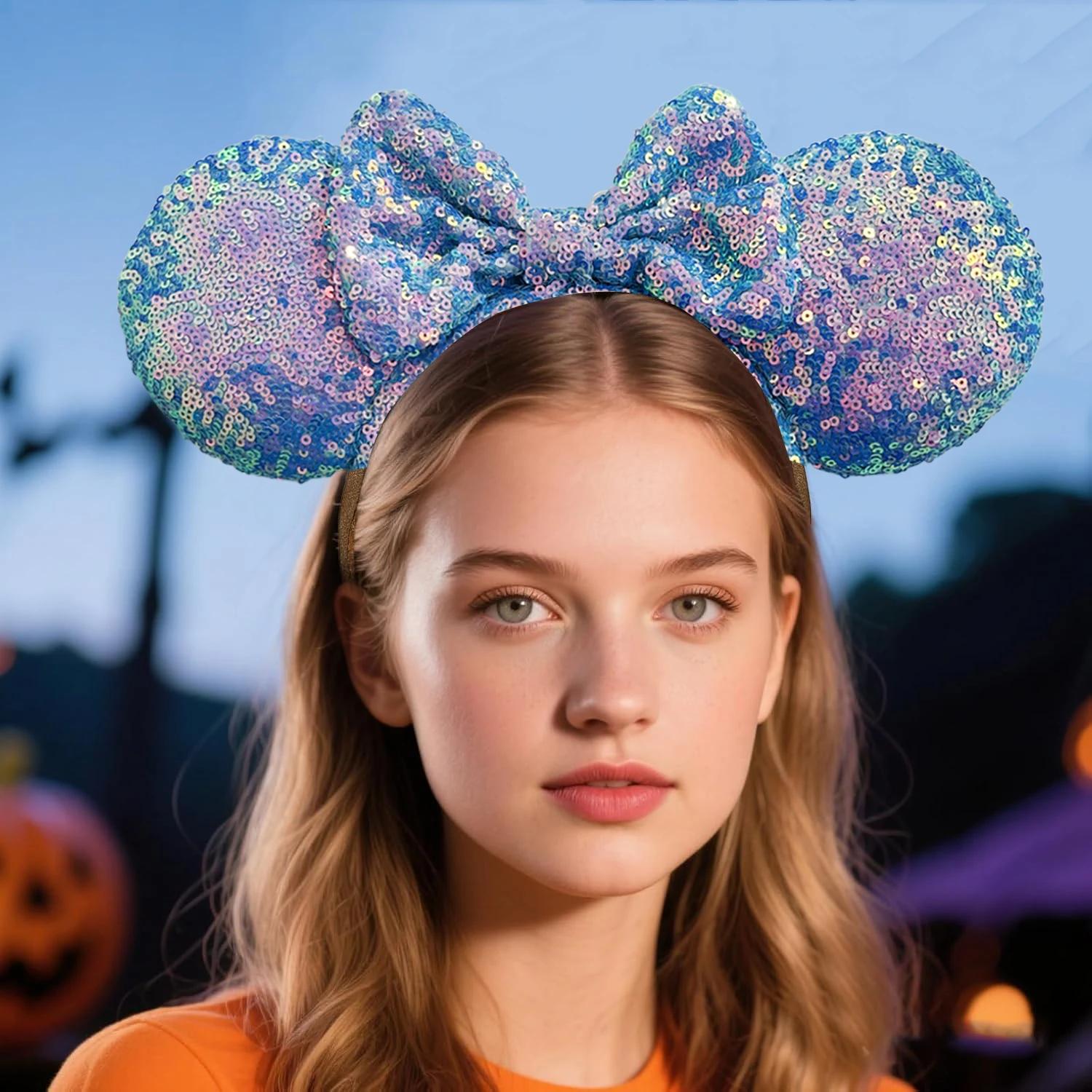 Mickey Mouse bandeau bleu rose paillettes oreille noël Halloween fête coiffure Cosplay adulte/enfant