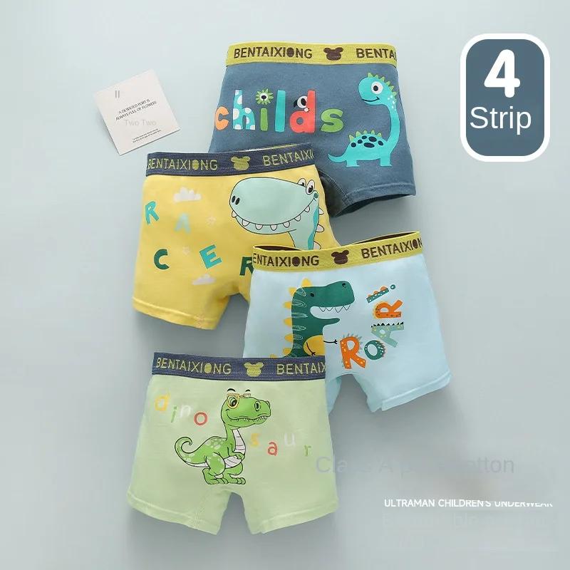 Boxer en Coton Imprimé Dinosaure pour Garçon, Sous-Vêtement Doux pour Enfant et Adolescent de 1 à 14