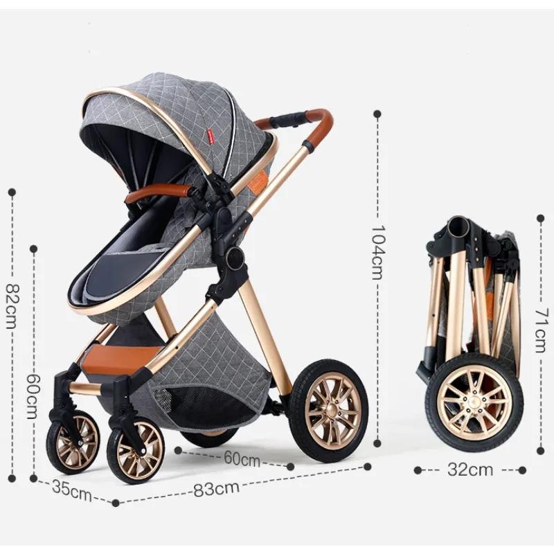 Poussette de bébé 3 en 1, nacelle réglable, sièges auto pour nourrissons, pliable léger, absorbant l