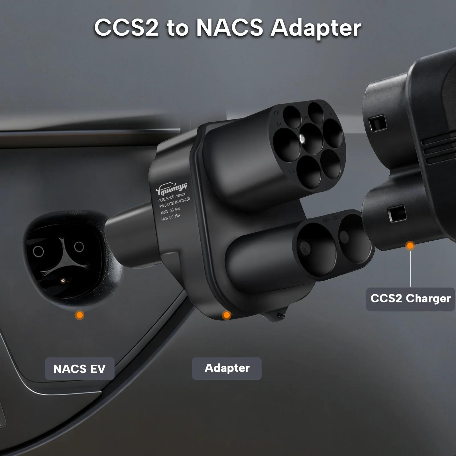 Adaptateur de charge EV CCS2 vers Tesla GUWIEYG 500A CCS2 Combo pour Tesla Convertisseur pour charge