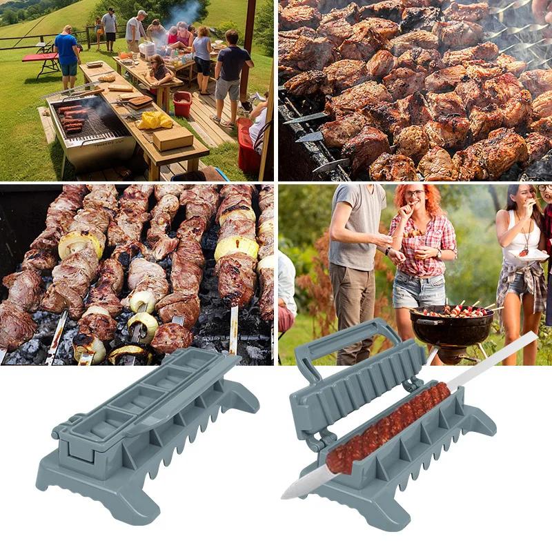 Brochettes de Kebab plates en acier inoxydable, 2.3cm, pour Barbecue, rangée de brochettes, fabrican
