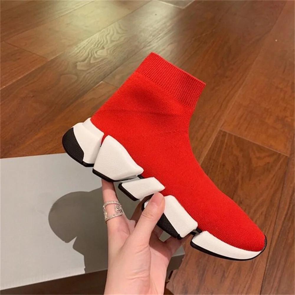 Chaud noir haut femmes chaussettes chaussures baskets respirant Couples chaussures de sport décontra