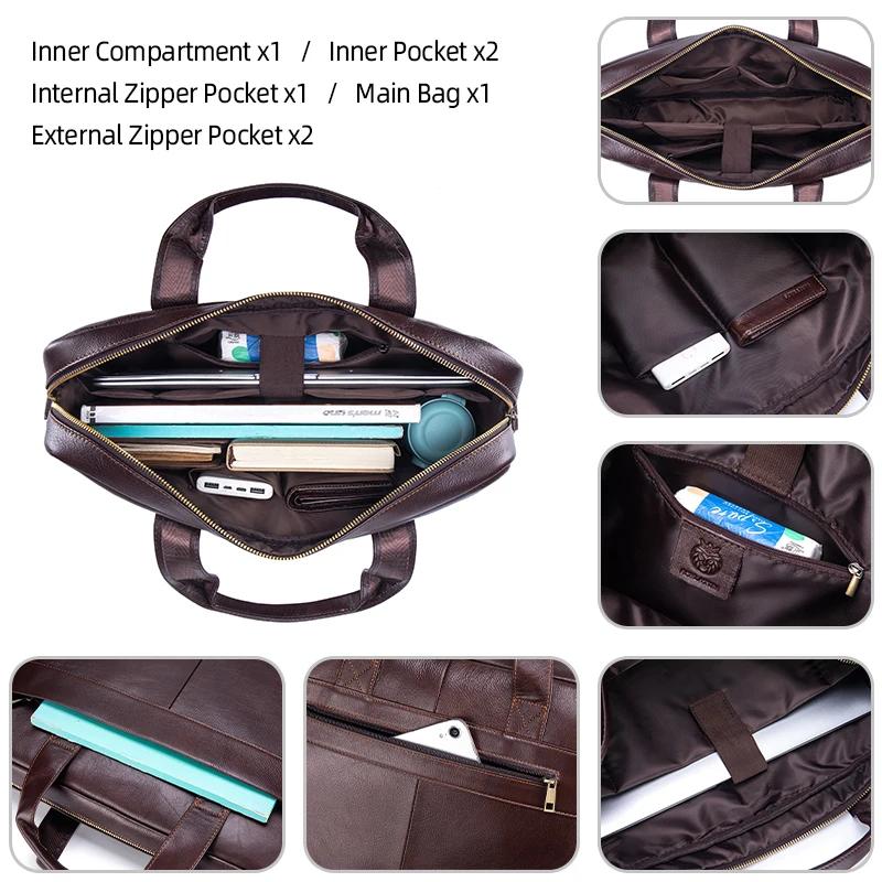 Porte-documents en cuir véritable pour hommes, sac d'affaires de luxe souple, compatible avec ordina