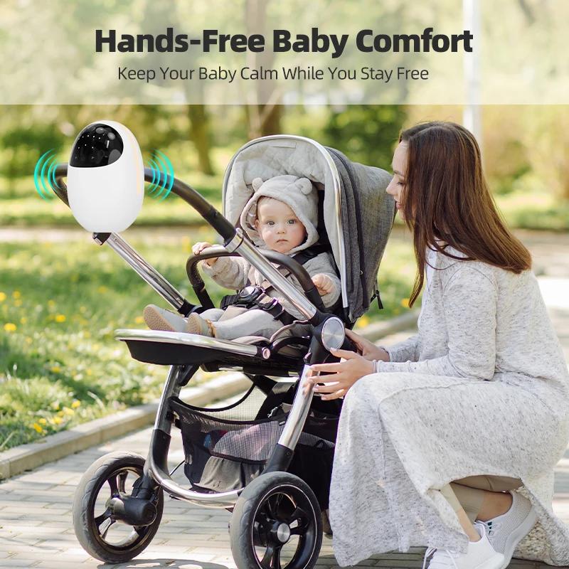 Berceau pour bébé rechargeable avec batterie 1800 mAh, sons apaisants, lumière LED respirante et 3 m