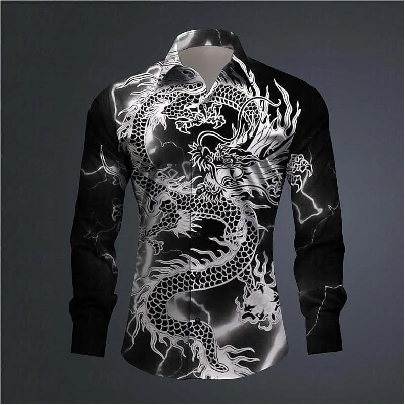 Chemise hawaïenne à boutons pour hommes, imprimé Dragon imprimé en 3D, vêtements d'extérieur à manch