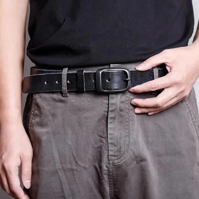 Ceinture homme de luxe modèle 2026, largeur 3,3 cm, en cuir véritable, style rétro décontracté. Peut