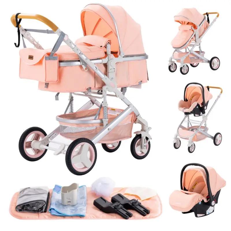 Poussette bébé, siège réversible 3-en-1 avec mode couché, poussette pliable pour nourrisson, pousset
