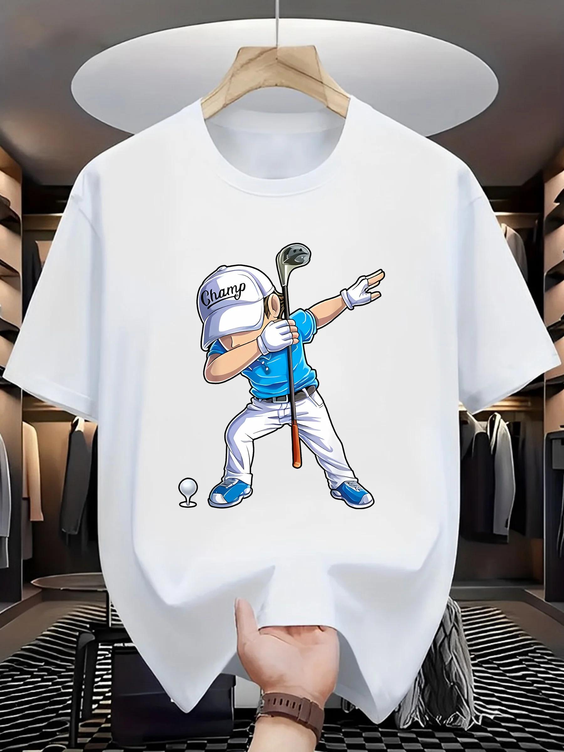 T-shirt manches courtes col rond pour hommes, 100% coton, mode sport loisirs, ample, motif de joueur