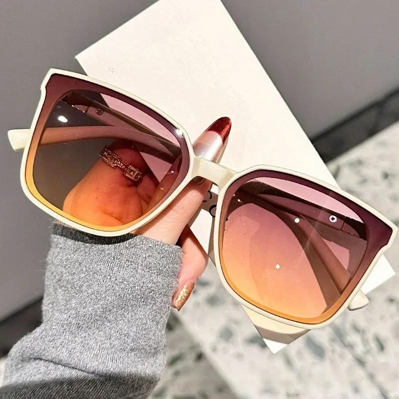 Lunettes de soleil haut de gamme pour femmes, nouveau style, monture carrée fine, avec lettres de te