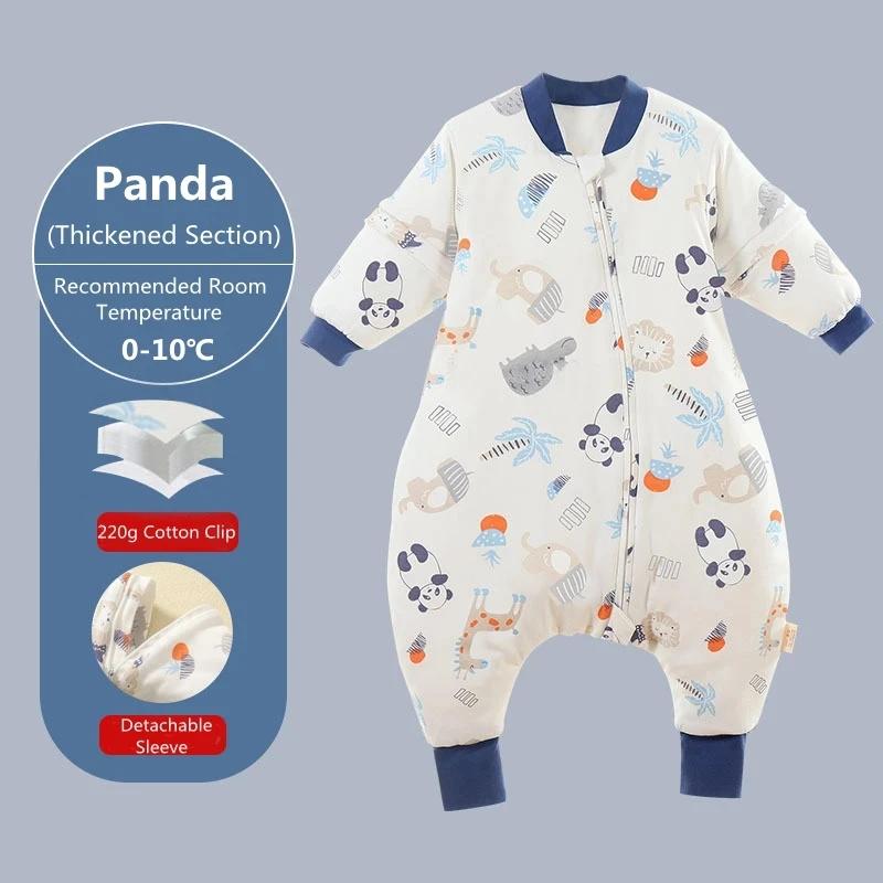 Gigoteuse à jambes fendues dessin animé - Sac de couchage enfants manches amovibles automne hiver 2025