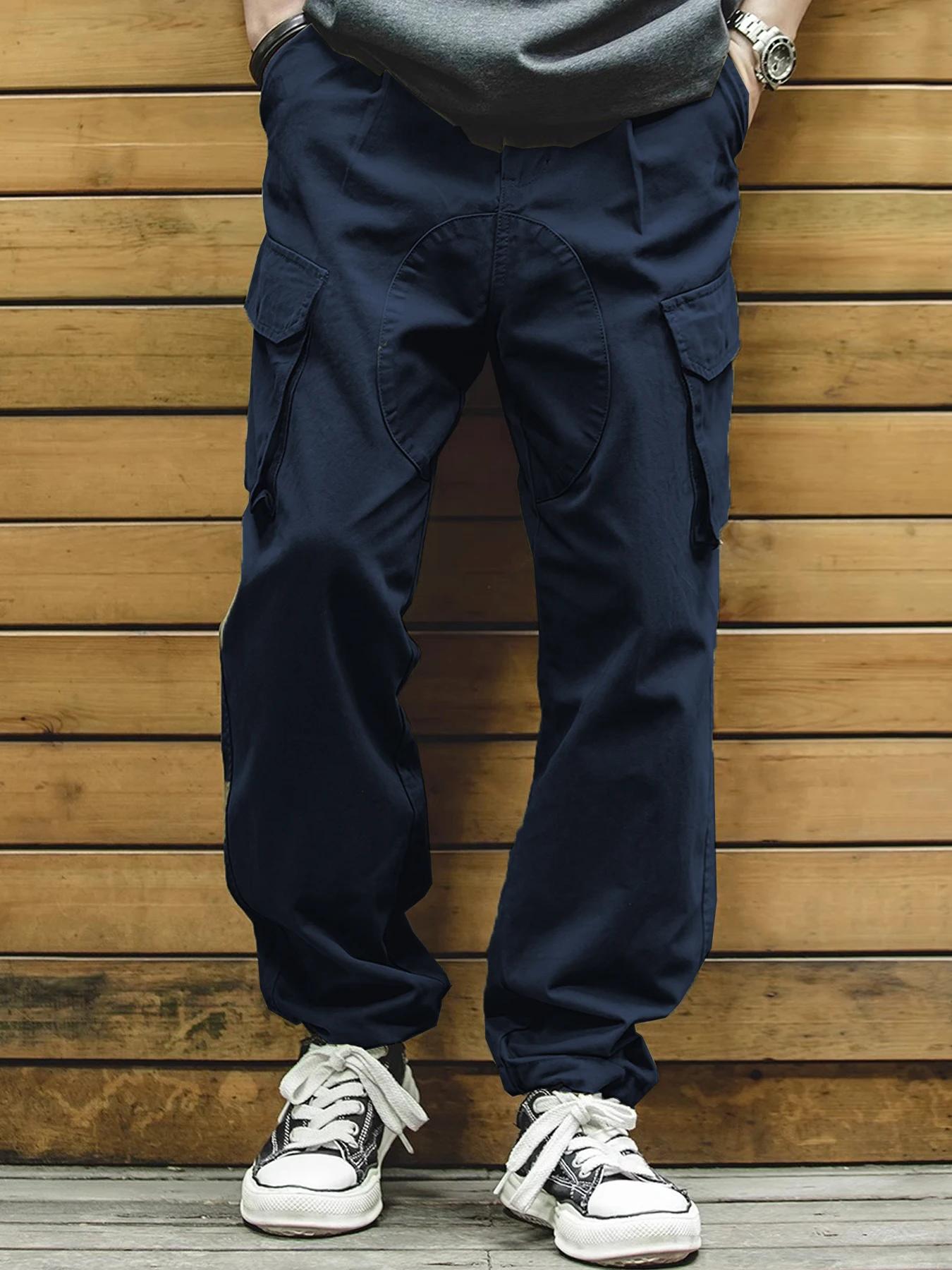 2 pièces de pantalons cargo vintage pour hommes, style marine britannique, 100% coton, toutes saison