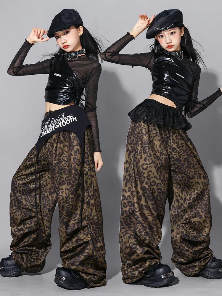 Vêtements K-pop pour filles, haut court en maille, pantalon camouflage, costumes hip hop, streetwear
