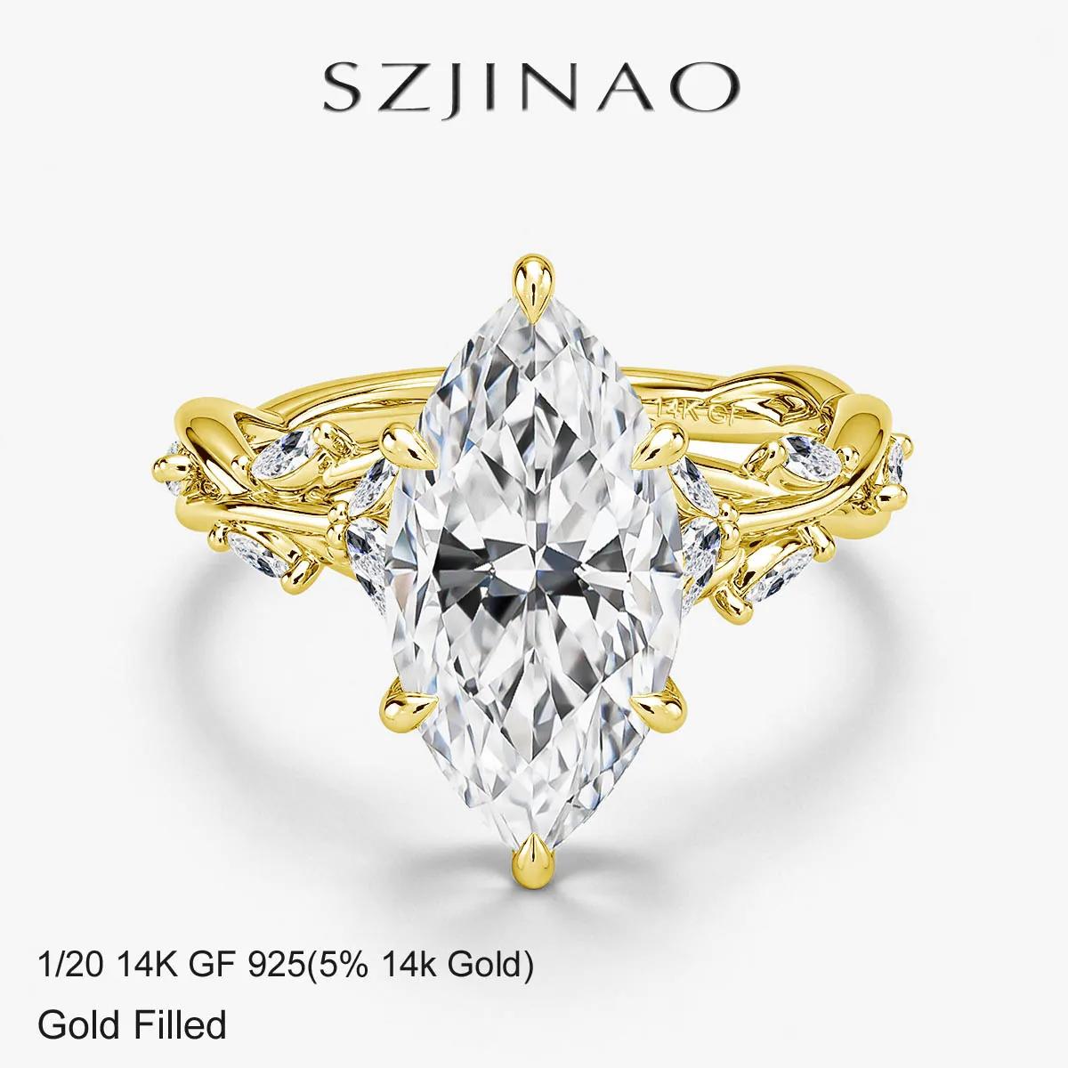 Bague de mariage en or véritable 14 carats avec moissanite 3 carats taille marquise, diamant GRA ins