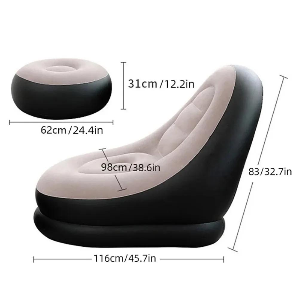 Chaise longue gonflable paresseuse pour adultes, canapé paresseux Portable pliable avec tabouret, ca