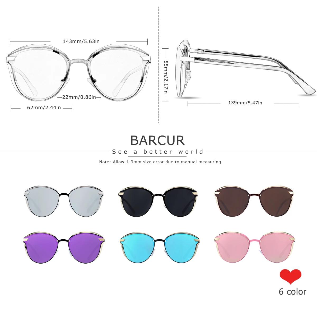 BARCUR Lunettes de soleil exquises de style vacances, montures œil de chat, accessoires de mode rési