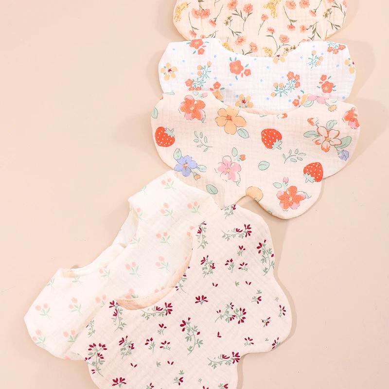 Bavoirs bandana coréen 5 pièces coton pastoral floral - Serviettes salive bébé garçon fille nouveau-né