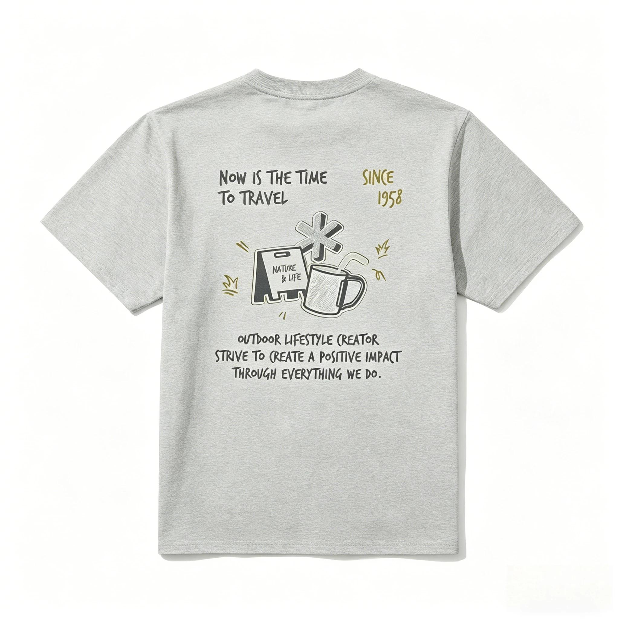 Nouveau T-shirt d'été 2026 à manches courtes en pur coton, imprimé Snow Peak, pour le camping en ple