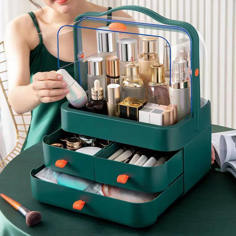 Boîte de réception de cosmétiques, 1 pièce, organisateur de maquillage de bureau anti-poussière avec