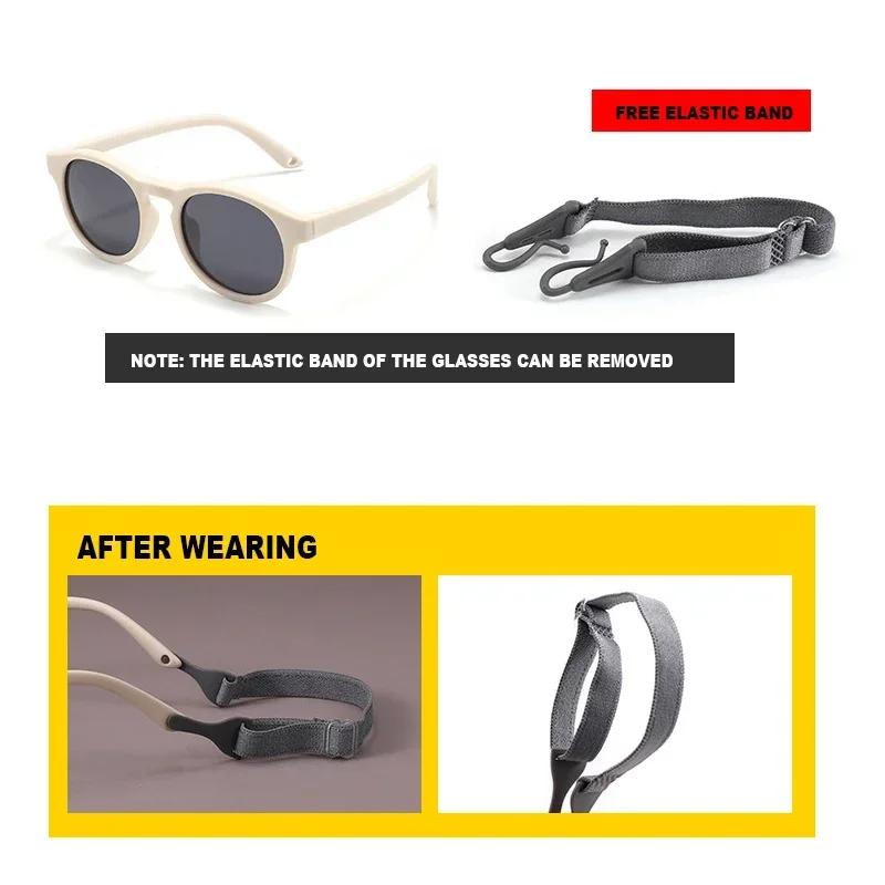 Premières lunettes de soleil à la mode pour bébé avec sangle ronde flexible UV400 lunettes de soleil