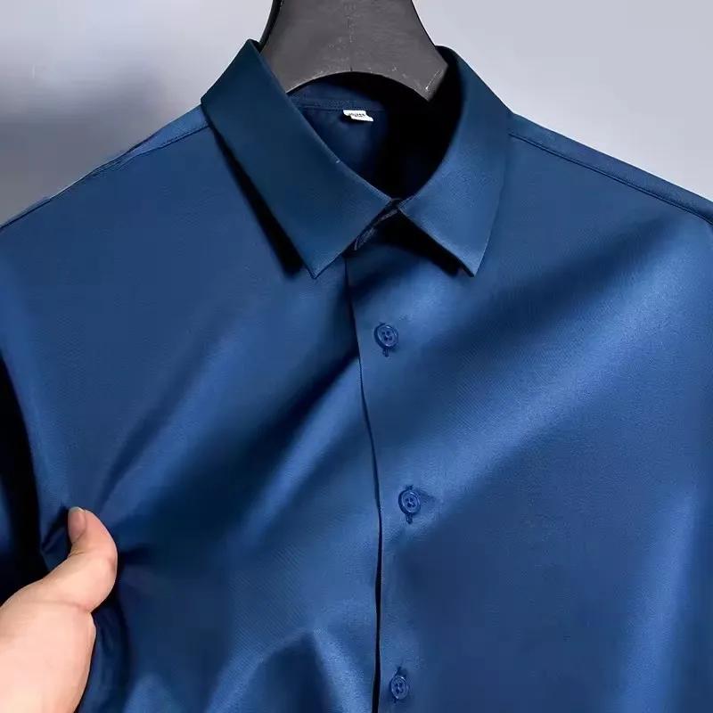 Chemises d'affaires à manches longues pour hommes, grande taille 5XL, automne, sans plis, coupe cint