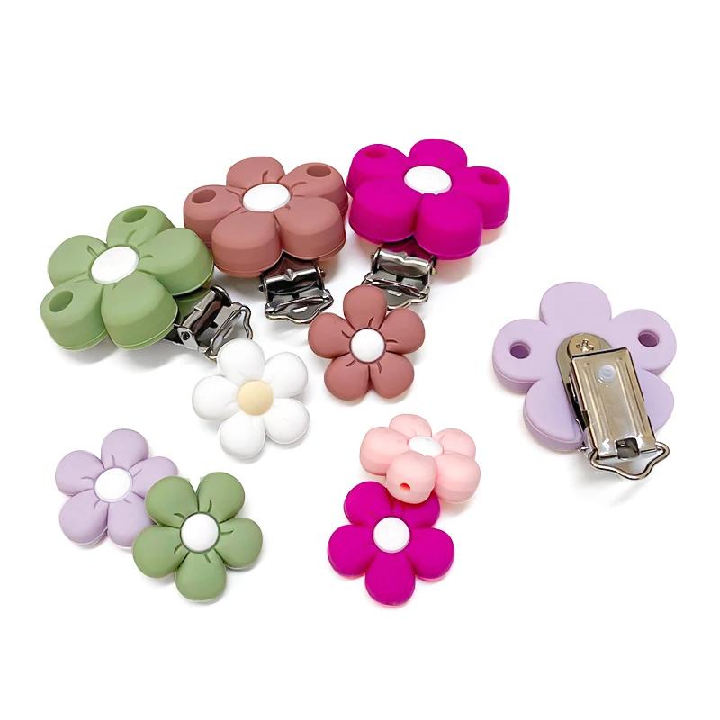 1/3/10 pièces Silicone fleur sucette Clips de qualité alimentaire anneaux de dentition pour bébé bri