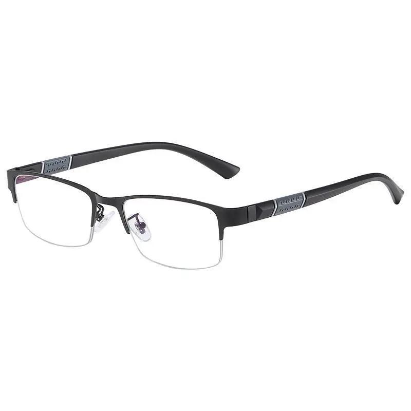 Lunettes de myopie photochromiques vintage pour hommes, demi-monture en métal, lunettes bloquant la