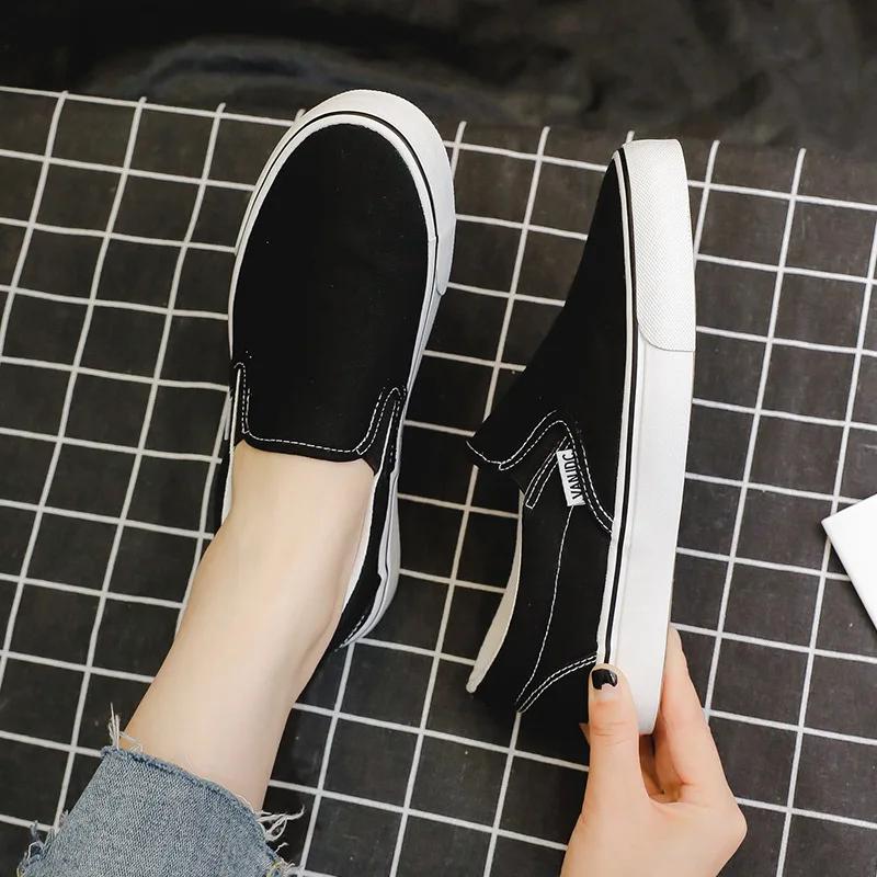 Adulte printemps automne toile chaussures un pied sans lacet chaussures Version coréenne étudiant bl
