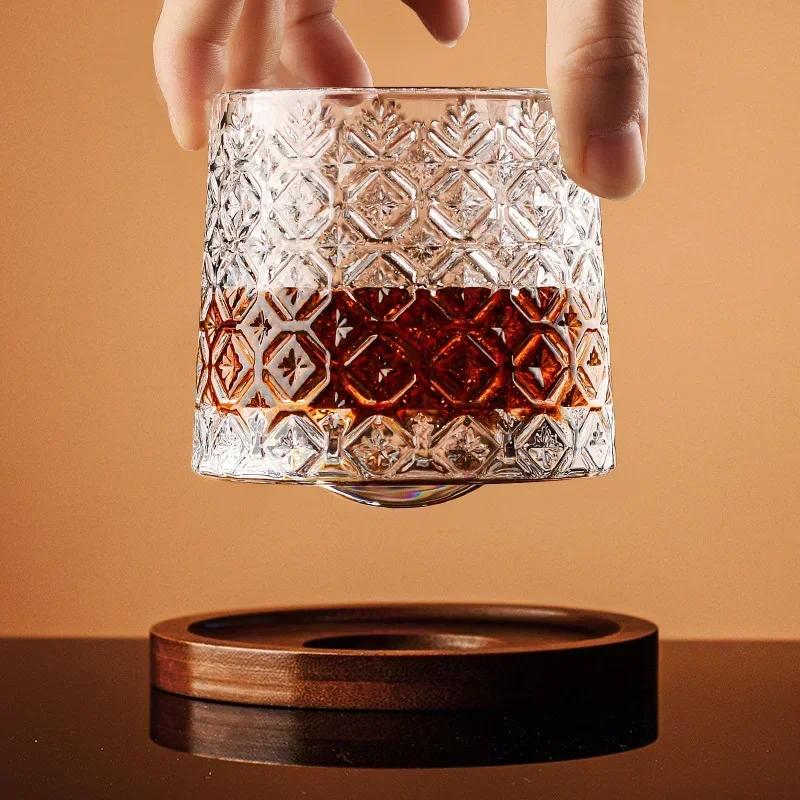 Verre à whisky avec Base, verres à whisky en cristal rotatifs, verre de brandy pour vin, verres pour
