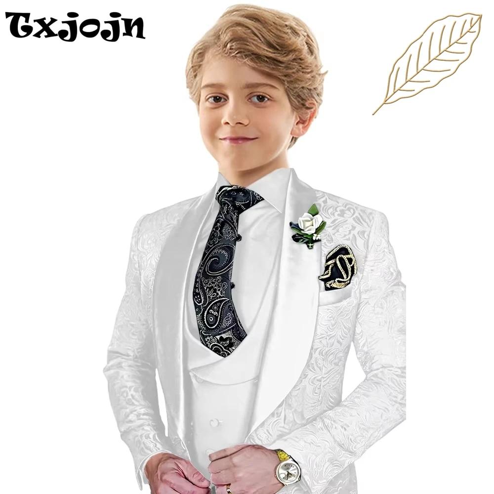 Txjojn – ensemble de costume Jacquard pour garçons, 3 pièces, tenue porteur d'anneau de mariage, bea