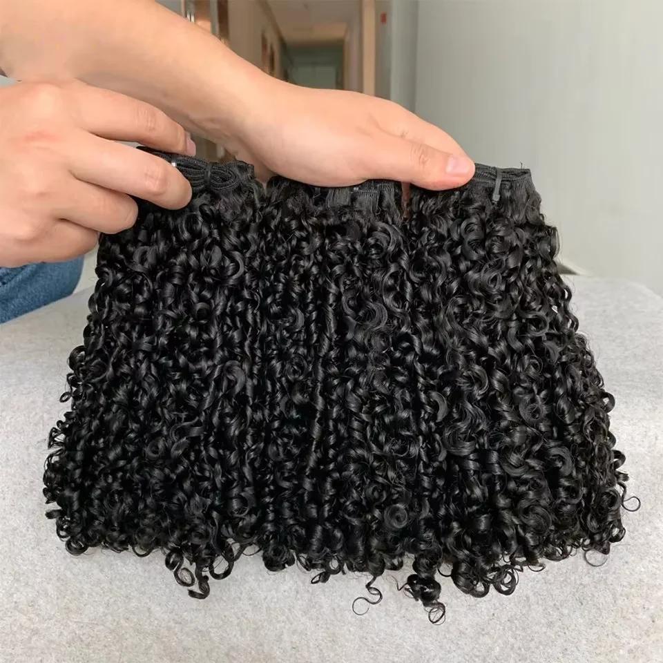 Extensions de cheveux humains bouclés crépus 15A Pixie Curls, lots de 3/4, cheveux vierges bruts bou