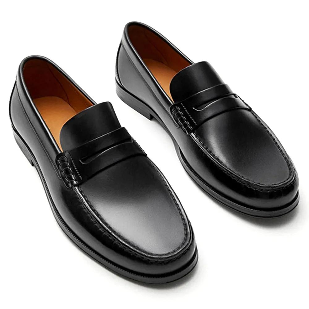 Mocassins à enfiler en cuir véritable pour hommes, couche supérieure Vintage, mocassins respirants,