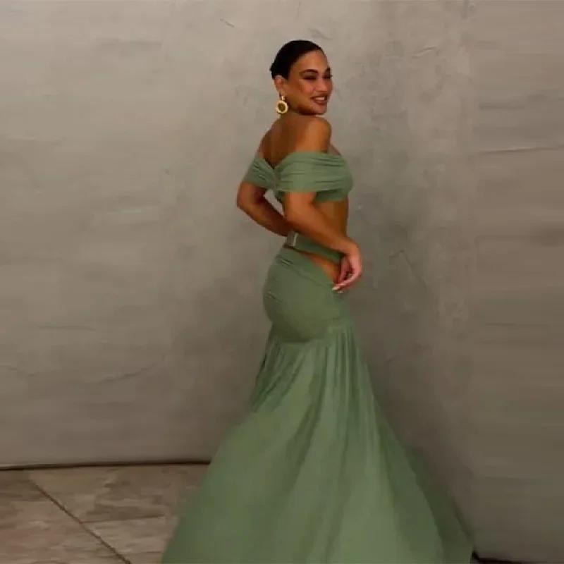 Ensemble deux pièces élégant à sequins floraux pour femme : haut court asymétrique à une épaule + mi
