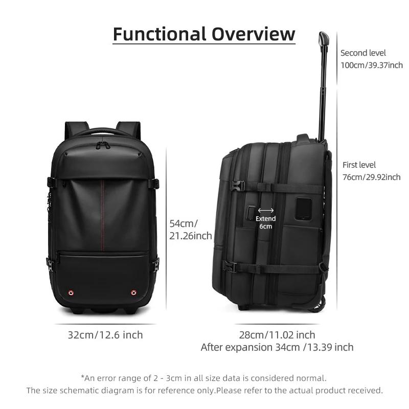 Sac à dos à roulettes avec roulettes, sac à dos à roulettes de grande capacité, bagages sous vide, v
