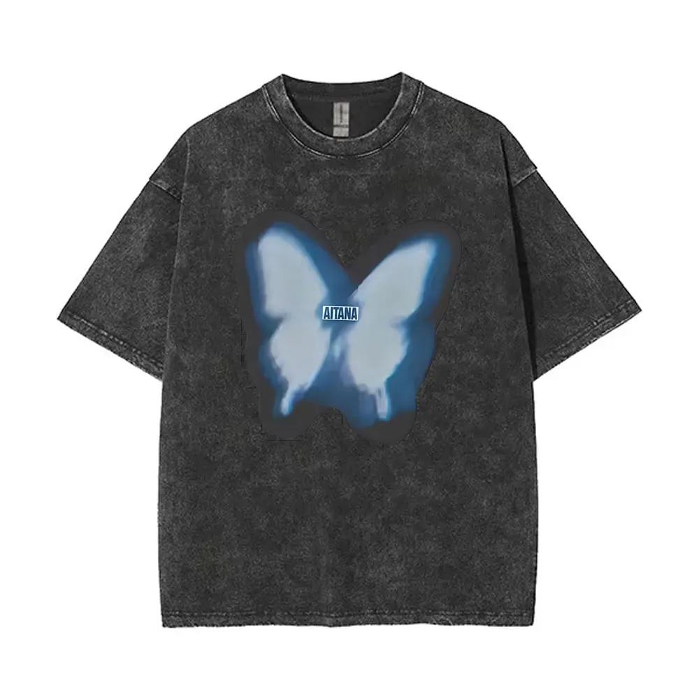 Lavé Vintage chanteur Aitana Logo graphique T-shirts CUARTO bleu Tour T-shirt hommes femmes vêtement