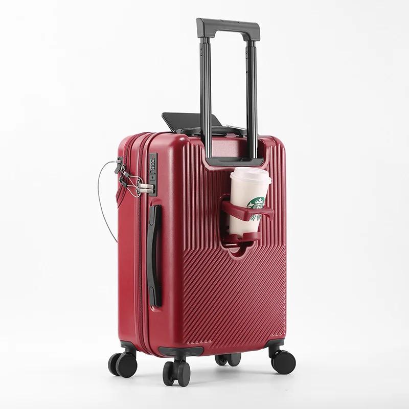 Ensembles de bagages de grande capacité pour hommes, valise, avant ouvert, chargement USB, bagage à