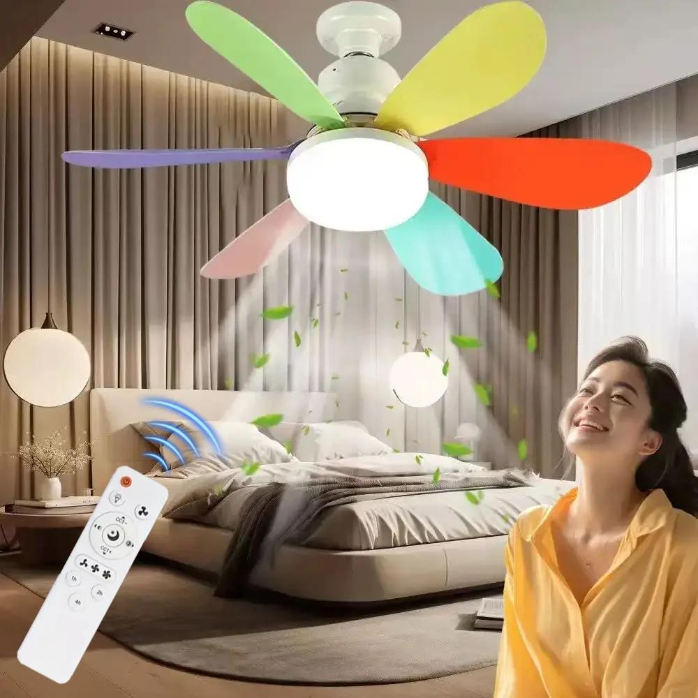 E27 Base LED ventilateur de plafond lumière avec télécommande 85 V-265 V tension 3 couleurs lumières
