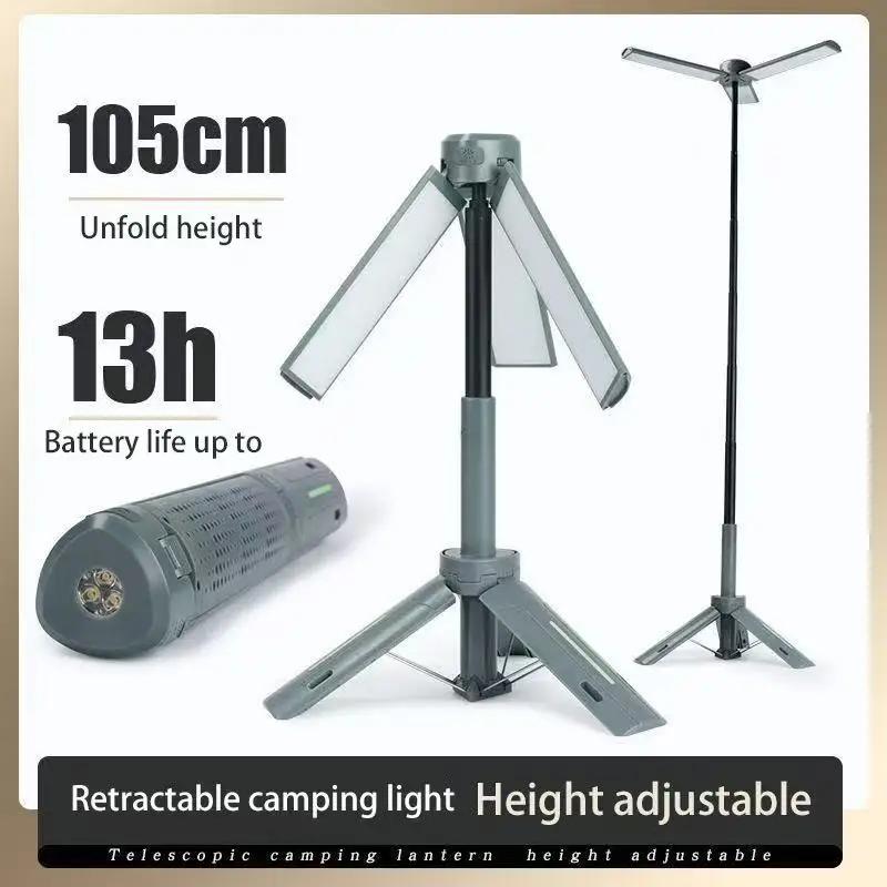 Rechargeable en plein air Portable randonnée Camping pêche lampe de poche télescopique Camping lante