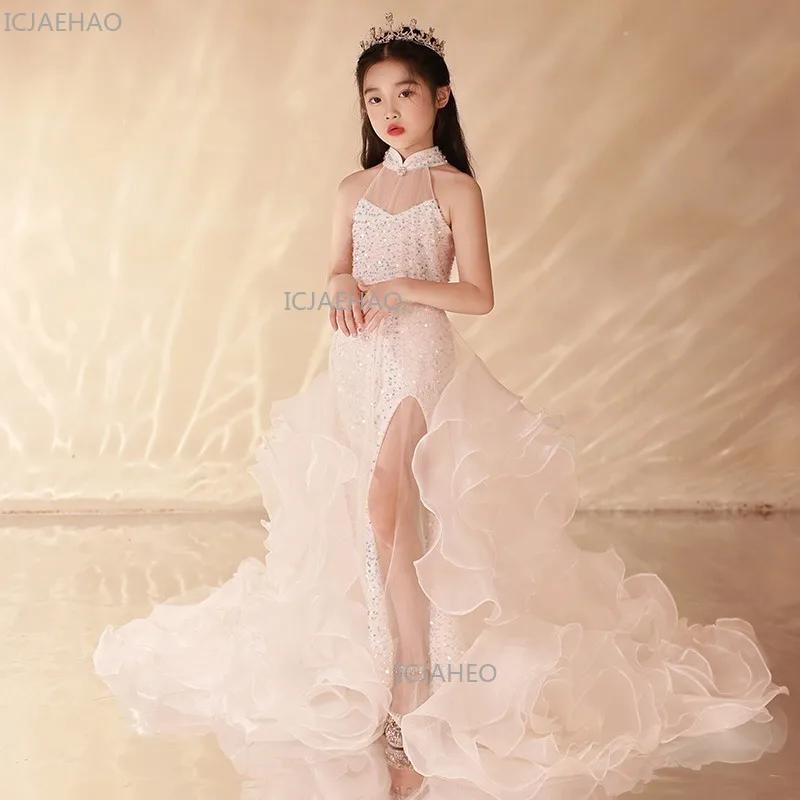 Robe de performance pour filles, tenue de princesse pour fête, tenue de cérémonie pour enfants, robe